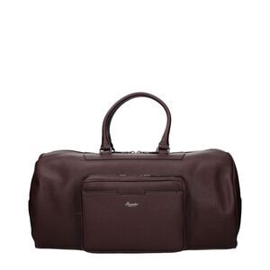 Pineider Leather Duffel Bag Men Brown Travel Bags